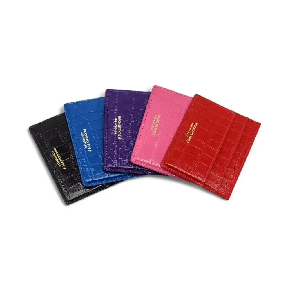 ROCKERTYPE Luxury Cardholder Wallet Crocodile Embossed Italian Leather Black - Picture 2 of 3